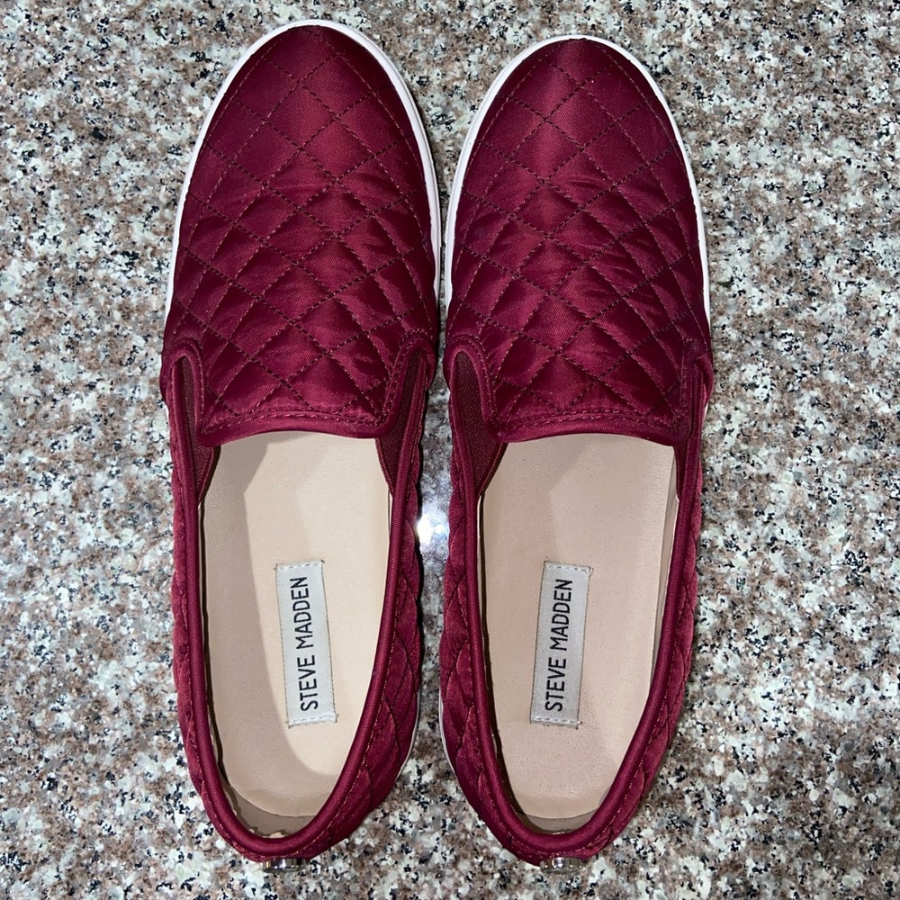 Steve Madden Burgundy Quilted Sneakers